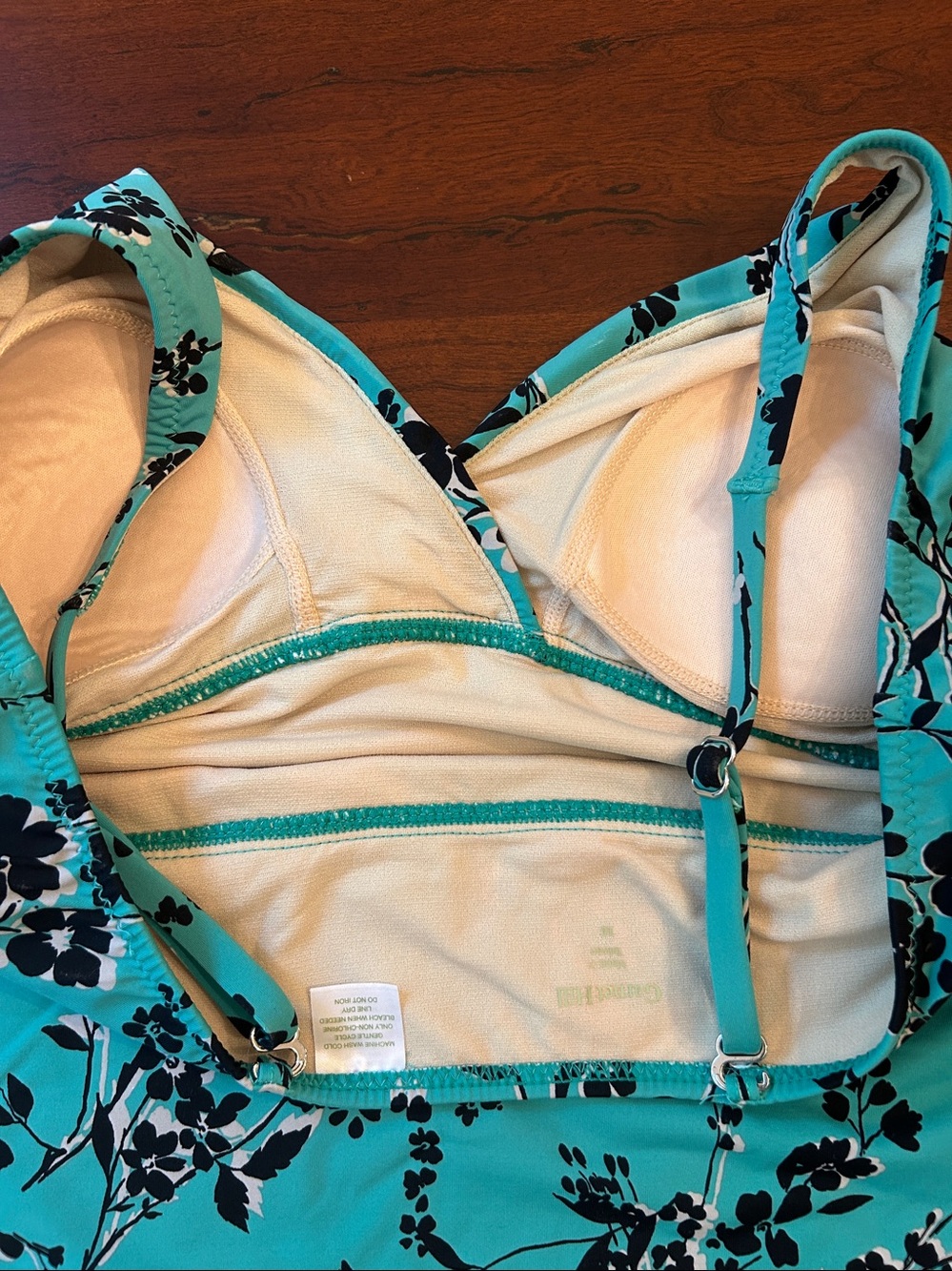 Garnet Hill Women’s Floral Tankini Set in Aqua Swim Top & Skirt size 10 - Picture 6 of 16